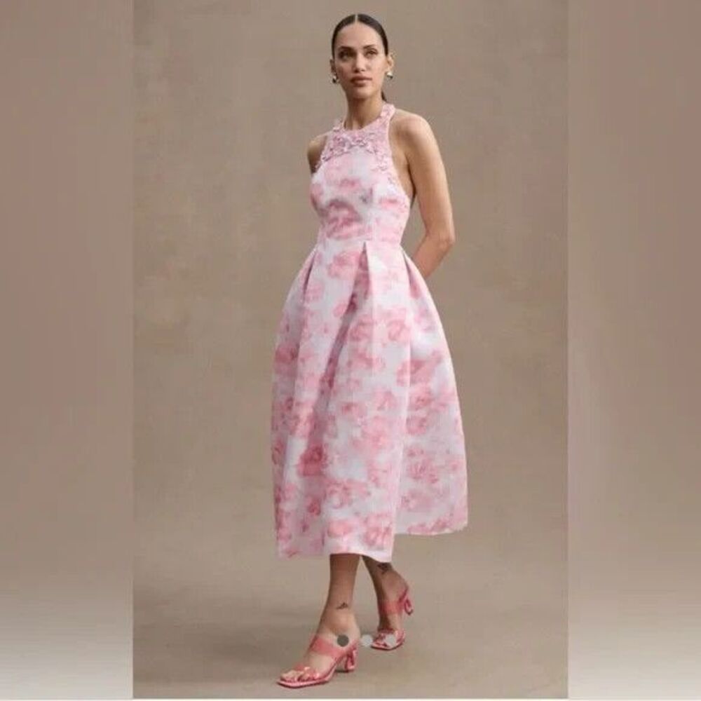 Sachin & Carissa Midi Pink Watercolor Floral NWT SZ‎ 0 $750